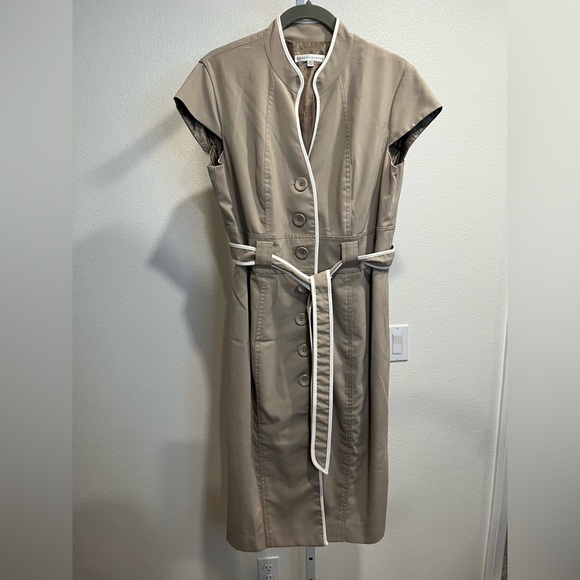 Sandra Darren Taupe Button-Front Midi Dress - Picture 1 of 4